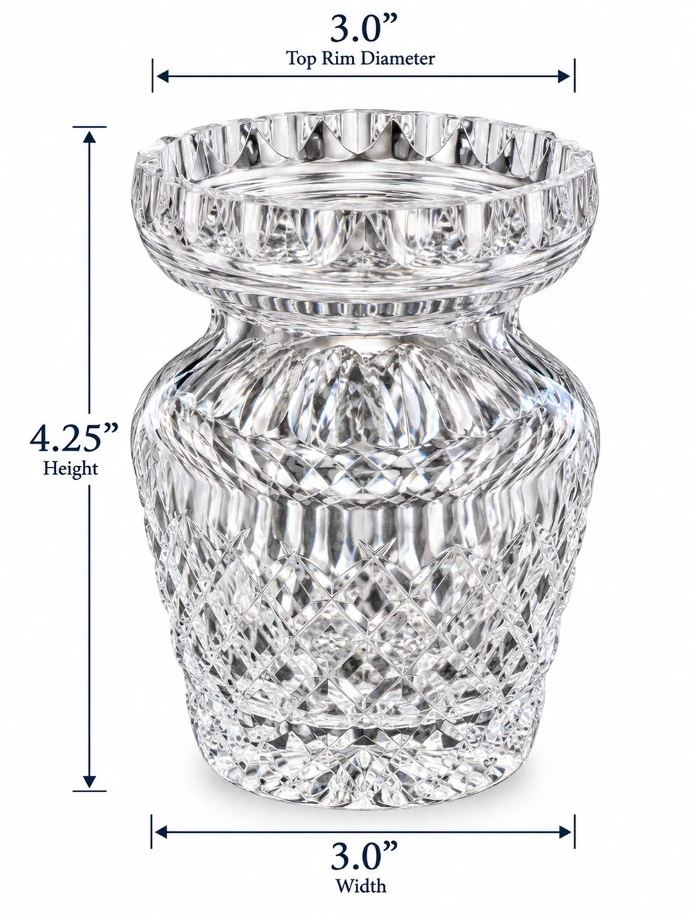 Crystal Jam Jar / Jam Pot with Notched Lid | Vintage | Diamond Cut